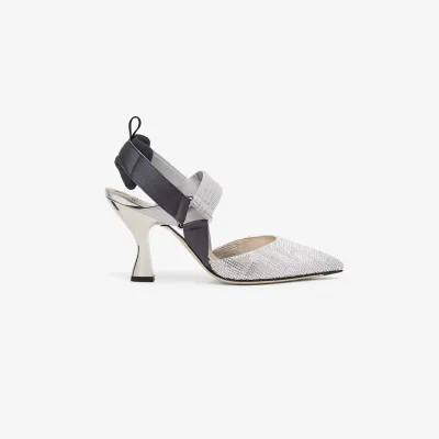 FENDI Silver rhinestone heels