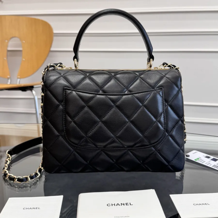 Chanel Sheepskin black gold button handbag crossbody bag