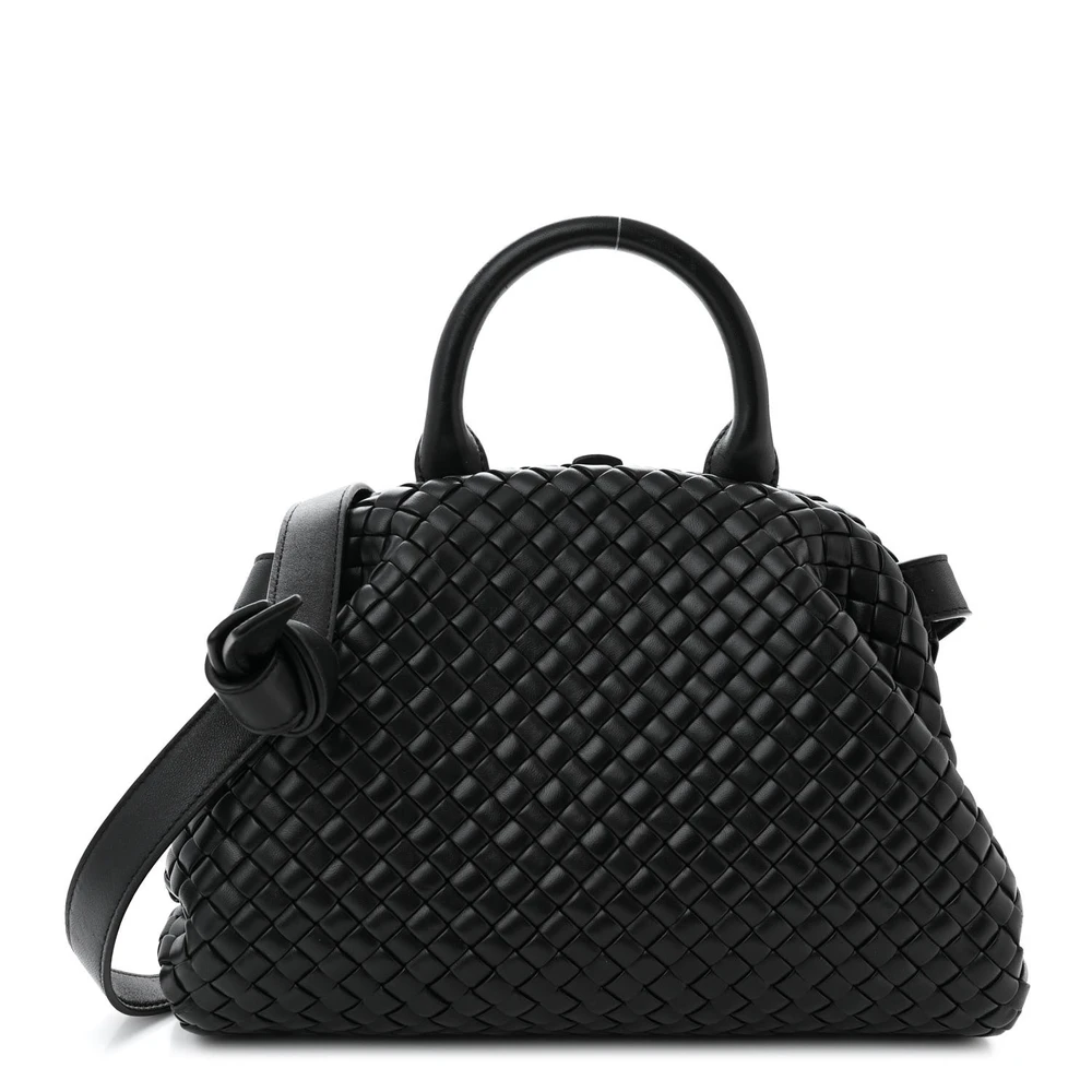 Bottega Veneta Small Intrecciato Padded The Handle Black Nappa Leather