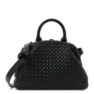 Bottega Veneta Small Intrecciato Padded The Handle Black Nappa Leather