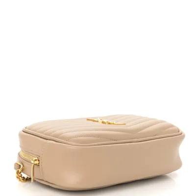 Saint Laurent Mini Lou Camera Bag Dark Beige Monogram Grain De Poudre Matelasse Leather Gold Hardware