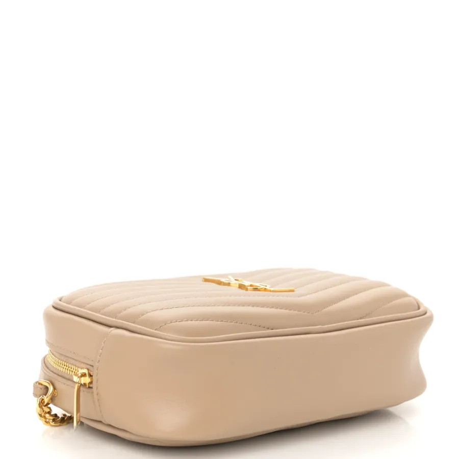 Saint Laurent Mini Lou Camera Bag Dark Beige Monogram Grain De Poudre Matelasse Leather Gold Hardware