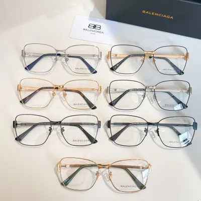 Balenciaga square frame glasses black gold/black silver/gold leopard/black/gun black/gold green/silver blue color transparent lens Size 57口17-140