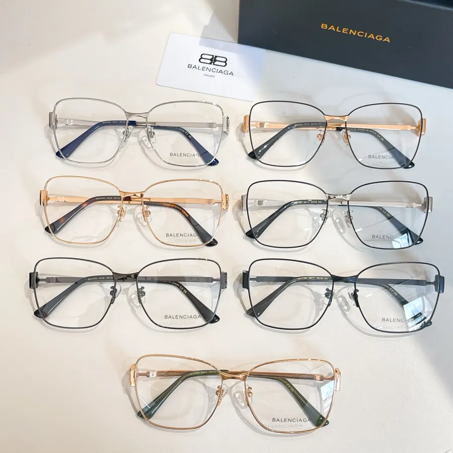 Balenciaga square frame glasses black gold/black silver/gold leopard/black/gun black/gold green/silver blue color transparent lens Size 57口17-140