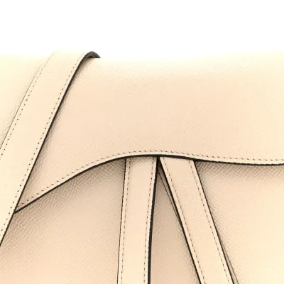 Dior Medium Saddle Bag With Strap Hazelnut Grained Calfskin Leather Gold Hardware