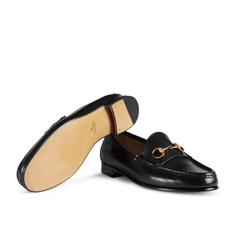 Gucci black horse bit buckle flat bottom Loafers