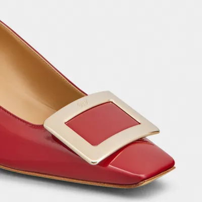 Roger Vivier Belle Vivier Pumps High Heels In Red Patent Leather With Metal Buckle (Heel Height 4.5cm)