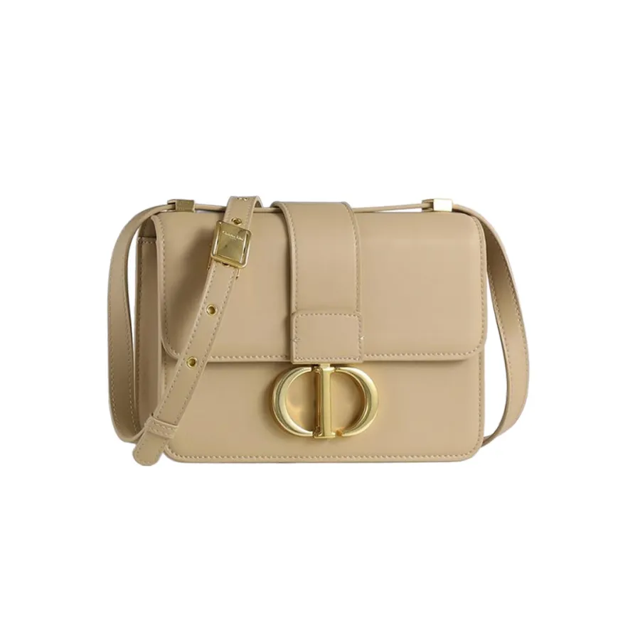 Dior 30 Montaigne Bag In Dark Bronze/Beige/White/Black Box Calfskin Gold Hardware
