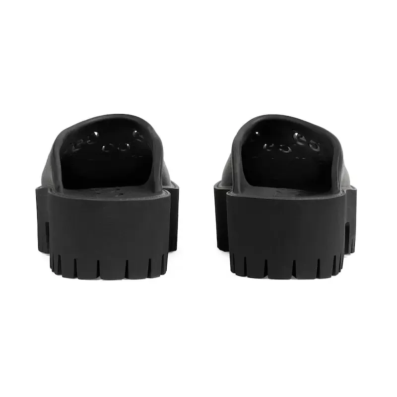 Gucci black Ladies' hollowed out G platform slippers