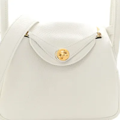 Hermès Mini Lindy 20 New White Taurillon Clemence Leather Gold Hardware