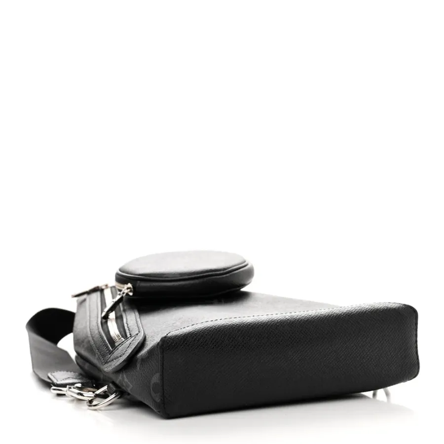Louis Vuitton Duo Slingbag MM Black Taigarama Leather Silver Hardware