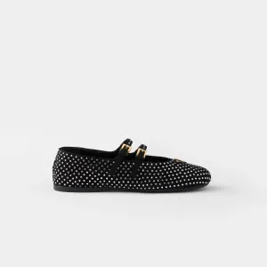 PRADA Surface of wool Flat Shoes black Ballet Shoes