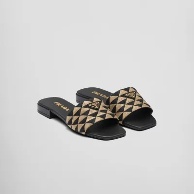 PRADA Triangular printed fabric slippers