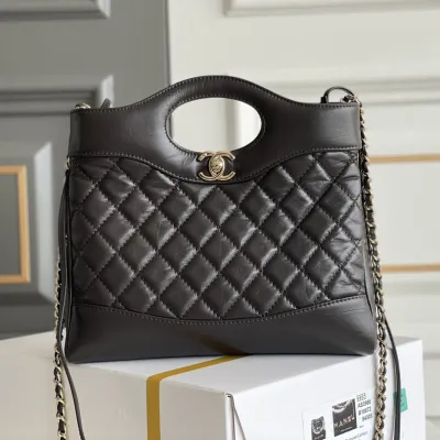 Chanel Oil Wax Leather Brown / Milk Tea Color / Grey Crossbody Bags