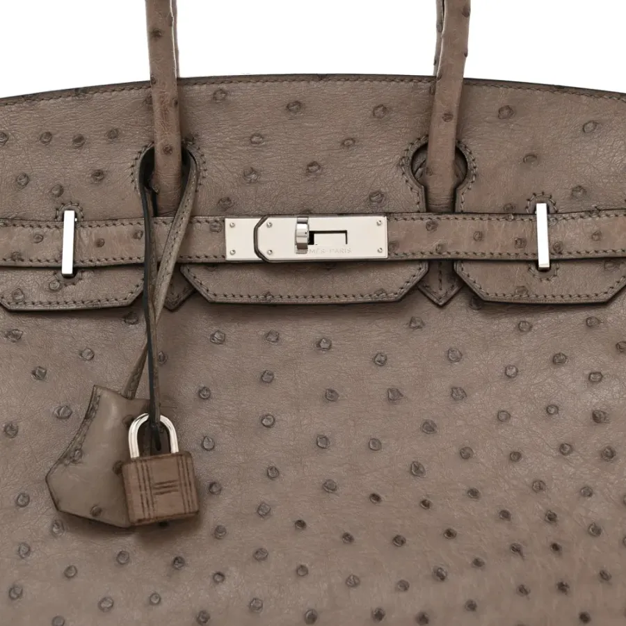 Hermès Birkin 30 Gris Tourterelle Ostrich Leather Palladium Hardware