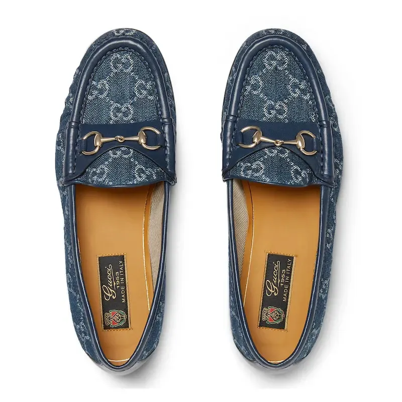 Gucci blue horse bit buckle flat bottom Loafers