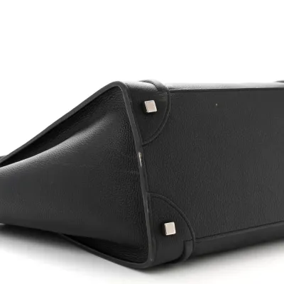 Celine Mini Luggage Bag Black Drummed Calfskin Leather Gold Hardware