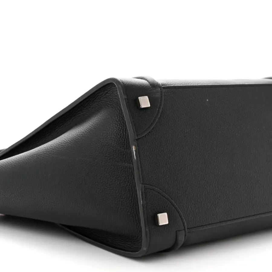 Celine Mini Luggage Bag Black Drummed Calfskin Leather Gold Hardware