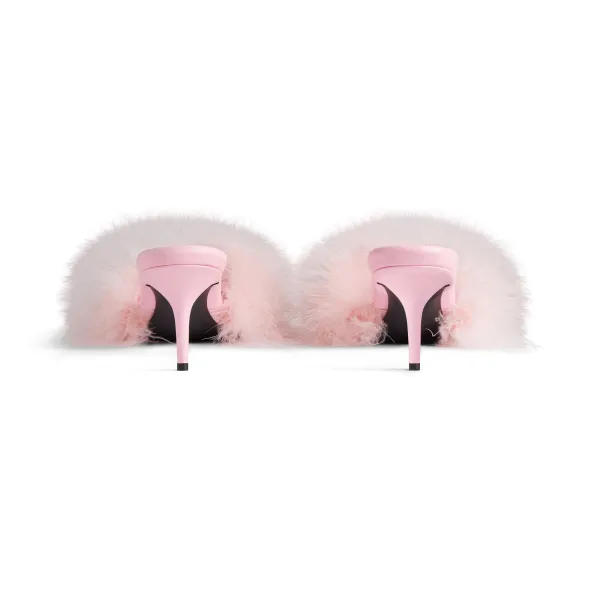 BALENCIAGA 70MM sandals Pink feather slippers - Image 3