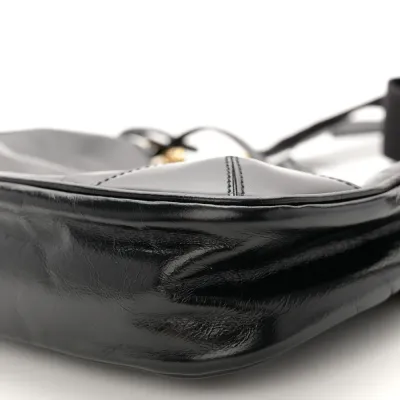 Prada Medium Re-Edition 2005 Shoulder Bag Black Patent Naplak Leather Gold Hardware