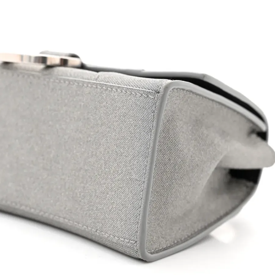 Balenciaga XS Hourglass Top Handle Bag Silver Sparkling Fabric Silver Hardware