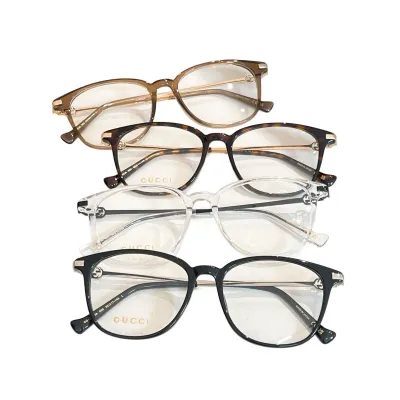 Gucci Wayfarer glasses sliver/black/leopard/tawny color transparent lens Size 53口17-145