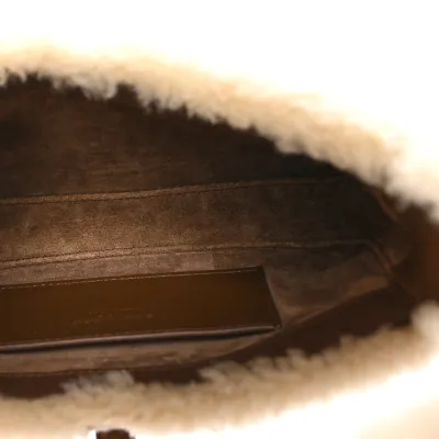 Saint Laurent Mini Le 5 À 7 Hobo Natural Beige Shearling Gold Hardware