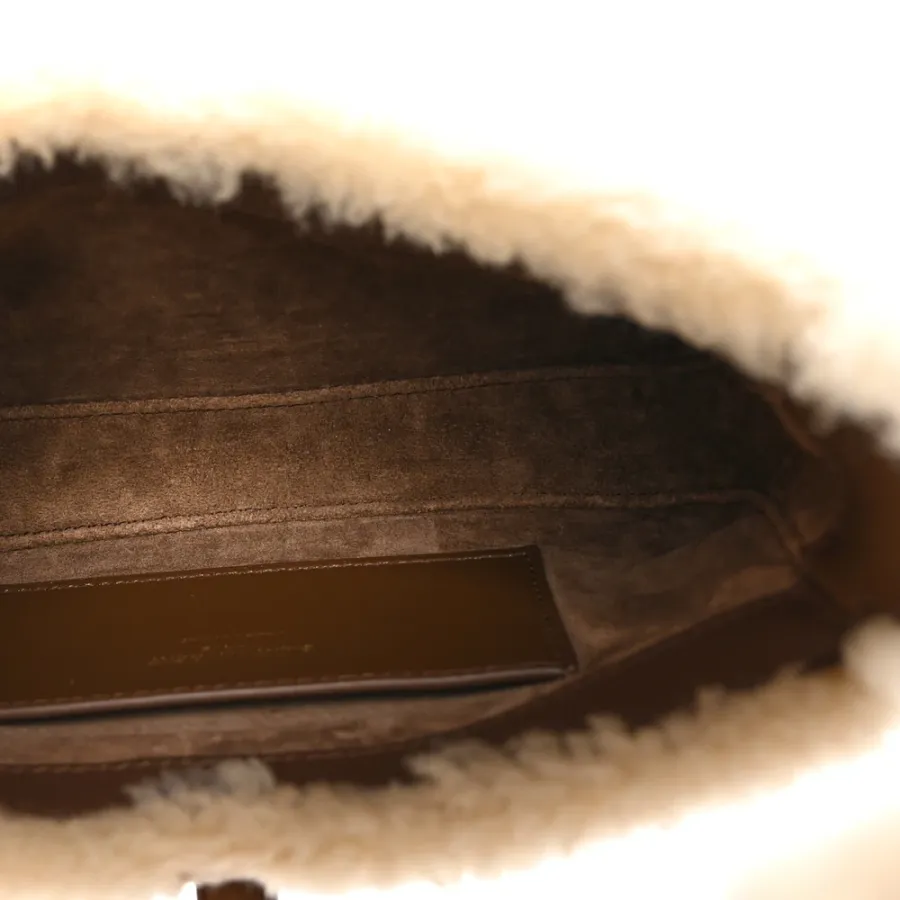 Saint Laurent Mini Le 5 À 7 Hobo Natural Beige Shearling Gold Hardware