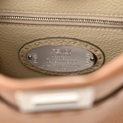 Fendi Mini Peekaboo Iconic Satchel Mou/Milk Bi-Color Cuoio Romano Selleria Leather Silver Hardware