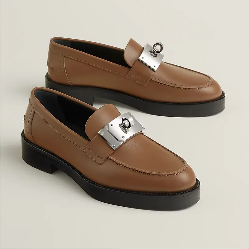 HERMES Hot Brown Loafers