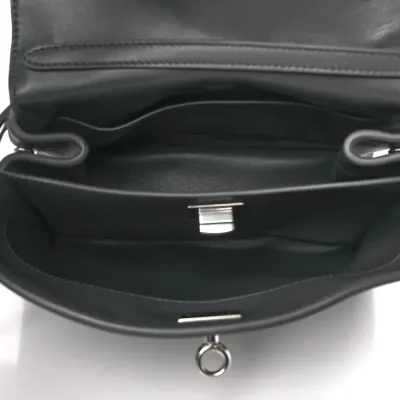 Balenciaga Mini Rodeo Top Handle Handbag Grey Natural Smooth Calfskin Leather Silver Hardware