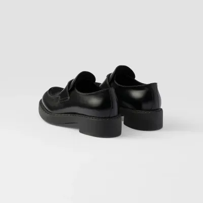 PRADA Black Chocolate shiny leather loafers