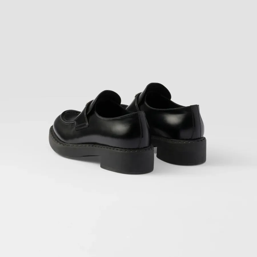PRADA Black Chocolate shiny leather loafers