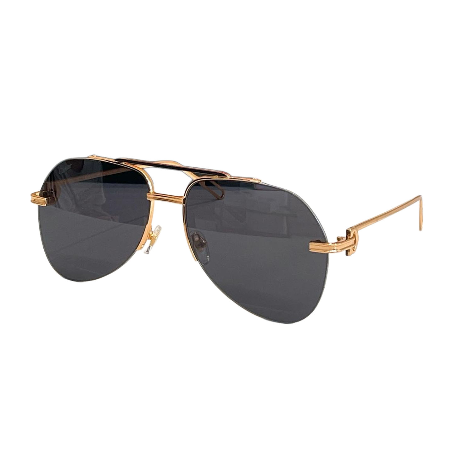 Óculos Cartier Pilot preto dourado/preto/marrom/marrom cinza/berinjela/verde Tamanho 59口18-135