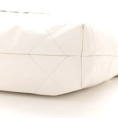 Grade Chanel 22 Small White Quilted Handbag