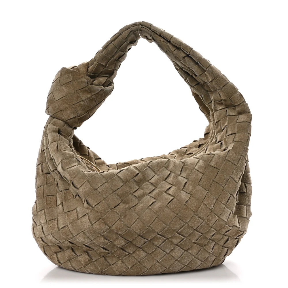 Bottega Veneta Maxi Teen Intrecciato Jodie Hobo Beige Camurça e Couro de Bezerro