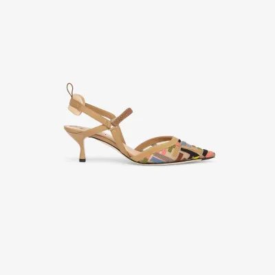 FENDI Colored-mesh medium heel slingers