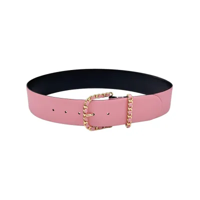 Chanel Chain Buckle Belt In Beige/Pink/Black/Blue Calfskin With Gold Hardware 50mm