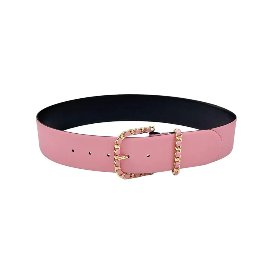 Chanel Chain Buckle Belt In Beige/Pink/Black/Blue Calfskin With Gold Hardware 50mm
