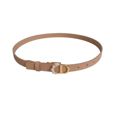 Dior Women' s 30 Montaigne Buckle With Pearls Belt In Brown/Black/Red/White/Cyclamen/Pink/Musturd/Silver/Gold/Blue/Grey Calfskin With Gold/Silver Hardware 20mm