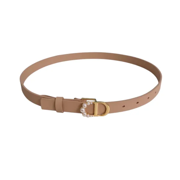 Dior Women' s 30 Montaigne Buckle With Pearls Belt In Brown/Black/Red/White/Cyclamen/Pink/Musturd/Silver/Gold/Blue/Grey Calfskin With Gold/Silver Hardware 20mm - Image 3