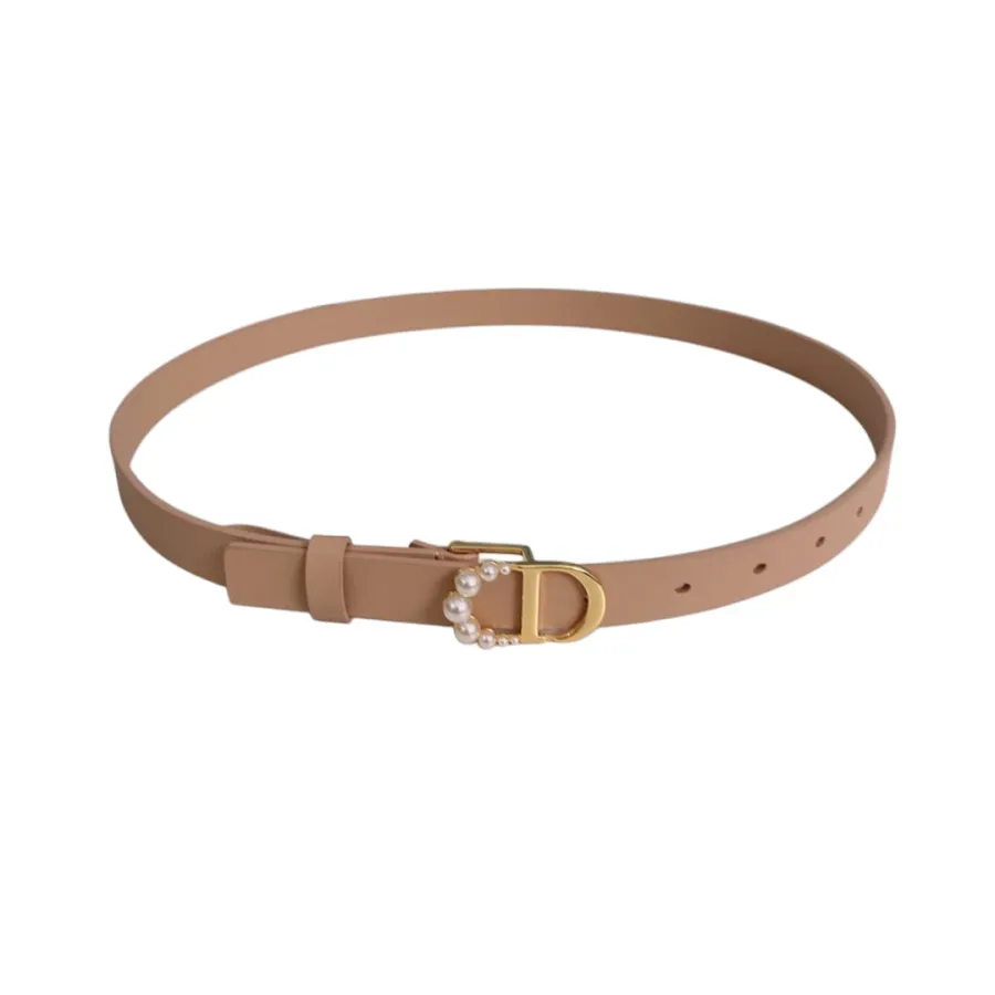 Dior Women' s 30 Montaigne Buckle With Pearls Belt In Brown/Black/Red/White/Cyclamen/Pink/Musturd/Silver/Gold/Blue/Grey Calfskin With Gold/Silver Hardware 20mm