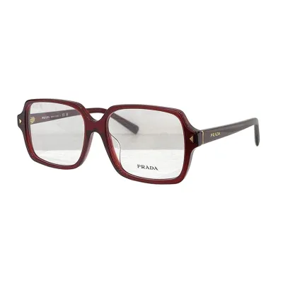 Prada square frame glasses leopard/red/black color transparent lens Size 55口16-145