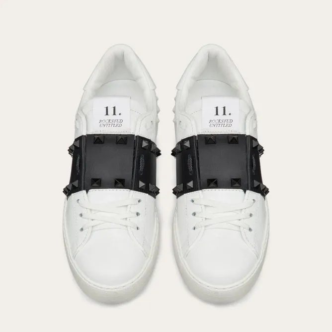 VALENTINO Women's studded calf leather sneakers in the same color