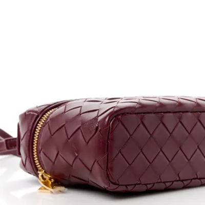 Bottega Veneta Intrecciato Bang Bang Vanity Case Cherry Nappa Leather Gold Hardware