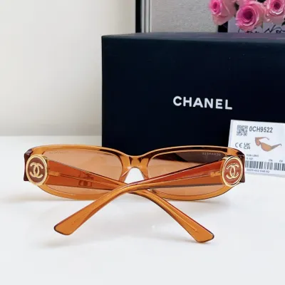CHANEL square frame glasses orange color size 56-18-137