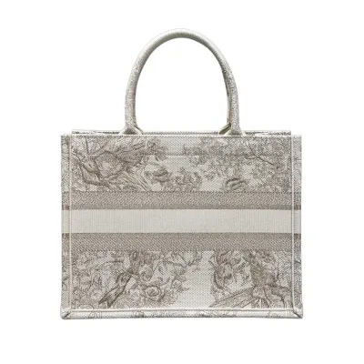 Dior Medium Dior Book Tote In Golden Magpie Embroidered Canvas