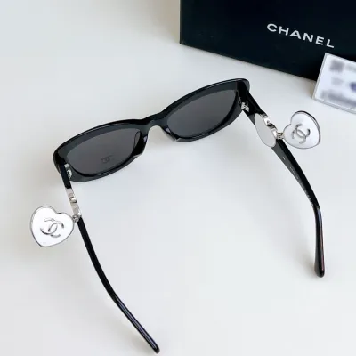 CHANEL glasses black silver color size 55-19-140