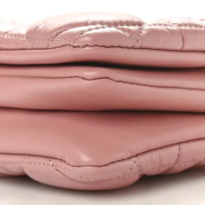 Dior Mini Caro Bag Rose Des Vents Macrocannage Calfskin Leather Gold Hardware