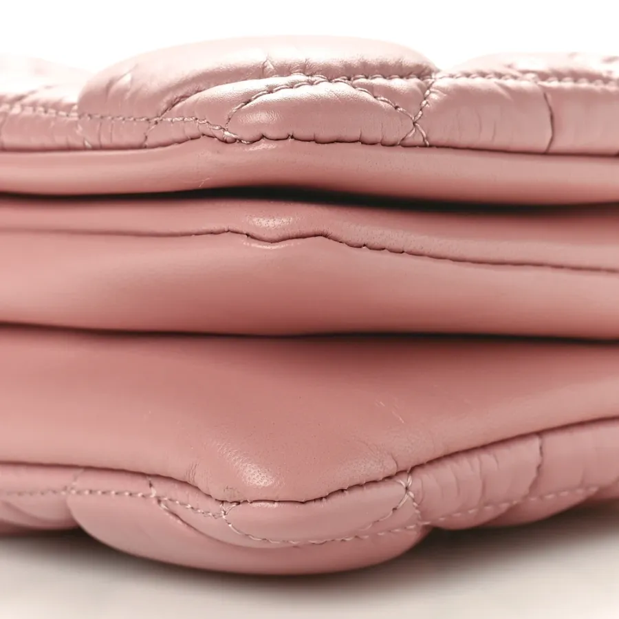 Dior Mini Caro Bag Rose Des Vents Macrocannage Calfskin Leather Gold Hardware